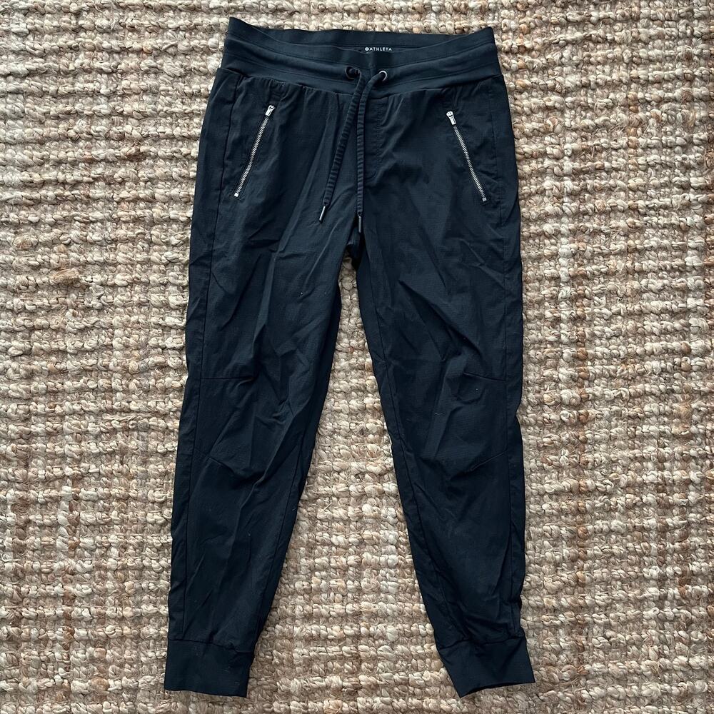 Athleta Trekkie North Jogger Black Size 6 Zip Pocket Athletic Pants EUC